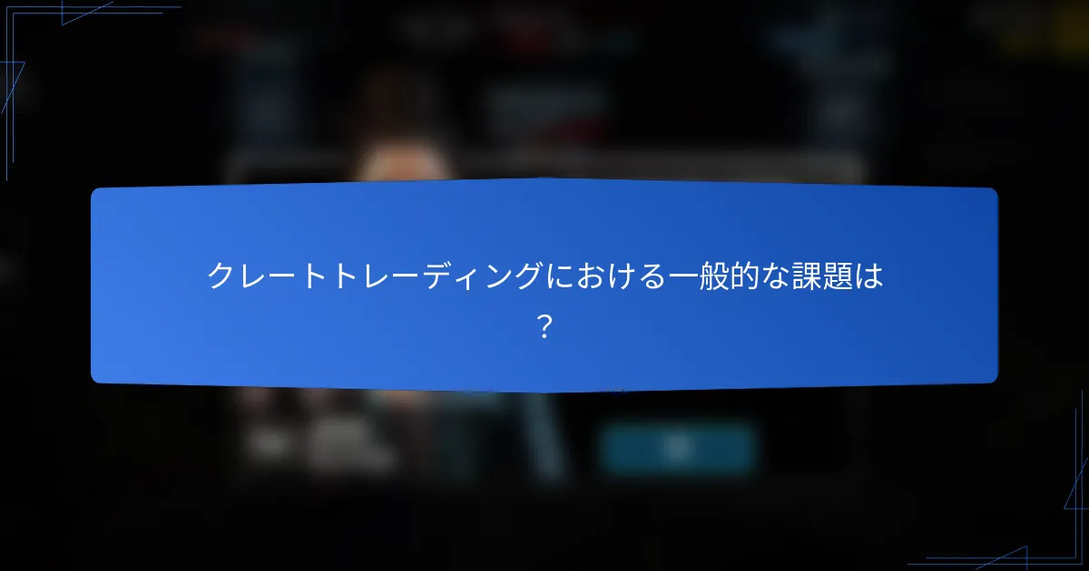 クレートトレーディングにおける一般的な課題は？